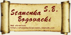 Stamenka Bogovački vizit kartica